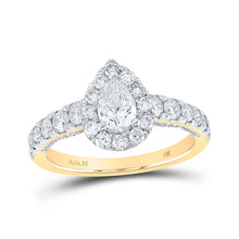  14k Yellow Gold Pear Diamond Halo Bridal Wedding Engagement Ring 1-1/2 Cttw