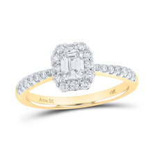  14k Yellow Gold Emerald Diamond Halo Bridal Wedding Engagement Ring 7/8 Cttw