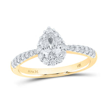  14k Yellow Gold Pear Diamond Halo Bridal Wedding Engagement Ring 7/8 Cttw