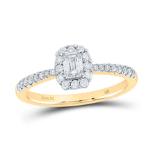  14k Yellow Gold Emerald Diamond Halo Bridal Wedding Engagement Ring 5/8 Cttw