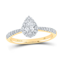  14k Yellow Gold Pear Diamond Halo Bridal Wedding Engagement Ring 5/8 Cttw