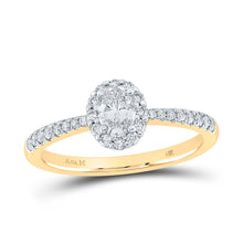  14k Yellow Gold Oval Diamond Halo Bridal Wedding Engagement Ring 1/2 Cttw