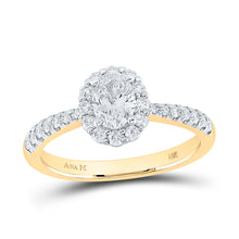  14k Yellow Gold Oval Diamond Halo Bridal Wedding Engagement Ring 7/8 Cttw