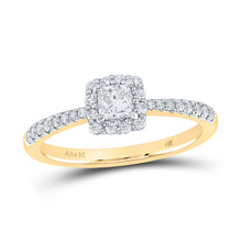  14k Yellow Gold Princess Diamond Square Halo Bridal Wedding Engagement Ring 1/2 Cttw