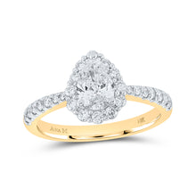  14k Yellow Gold Pear Diamond Halo Bridal Wedding Engagement Ring 1-1/5 Cttw