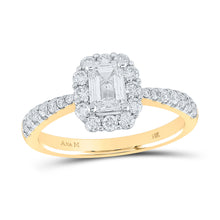  14k Yellow Gold Emerald Diamond Halo Bridal Wedding Engagement Ring 1-1/4 Cttw