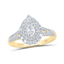  14k Yellow Gold Pear Diamond Halo Bridal Wedding Engagement Ring 1 Cttw