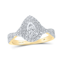  14k Yellow Gold Pear Diamond Tear Halo Bridal Wedding Engagement Ring 1 Cttw