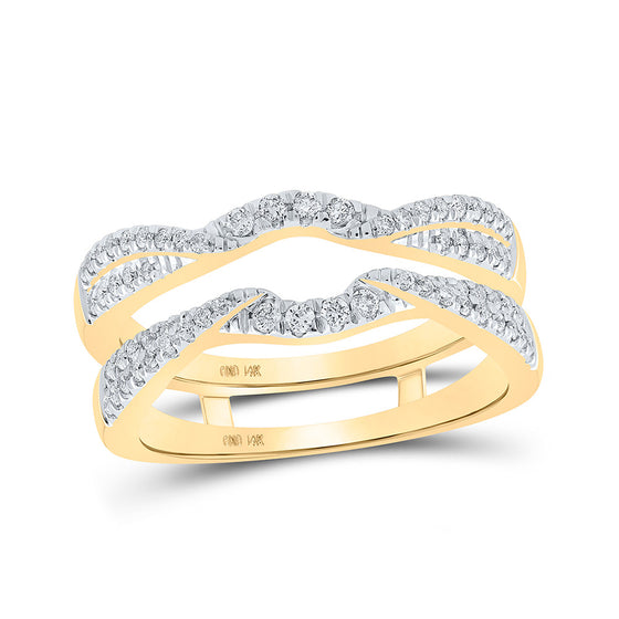 14k Yellow Gold Womens Round Diamond Wrap Enhancer Wedding Band 1/3 Cttw
