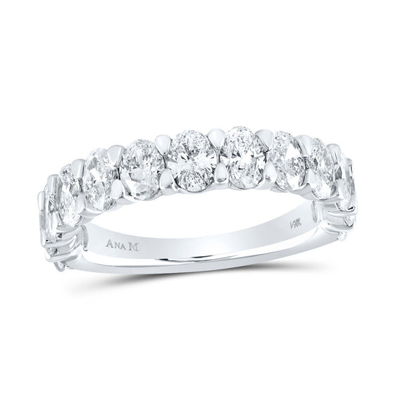 14k White Gold Womens Oval Diamond Single Row Band Ring 2-3/8 Cttw