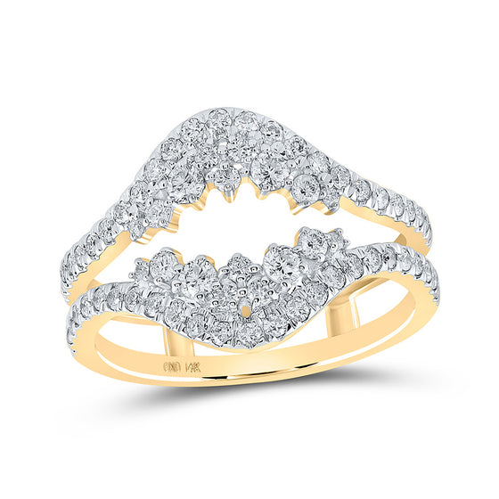 14k Yellow Gold Womens Round Diamond Wrap Enhancer Wedding Band 3/4 Cttw