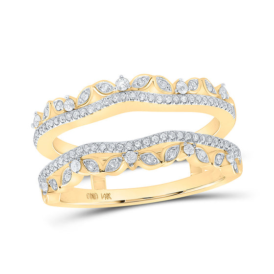 14k Yellow Gold Womens Round Diamond Wrap Enhancer Wedding Band 1/3 Cttw