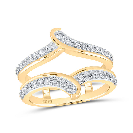 14k Yellow Gold Womens Round Diamond Wrap Enhancer Wedding Band 1/2 Cttw