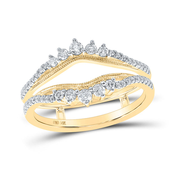 14k Yellow Gold Womens Round Diamond Wrap Enhancer Wedding Band 3/8 Cttw