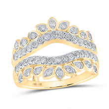  14k Yellow Gold Womens Round Diamond Wrap Enhancer Wedding Band 3/4 Cttw