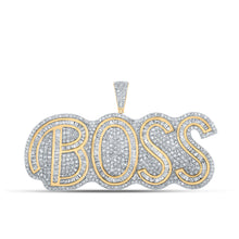  10k Two-tone Gold Mens Baguette Diamond BOSS Phrase Charm Pendant 3 Cttw