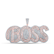  10k Two-tone Gold Mens Baguette Diamond BOSS Phrase Charm Pendant 3 Cttw