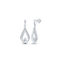  10k White Gold Womens Round Diamond Dangle Earrings 1/6 Cttw