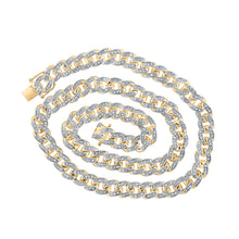 10k Yellow Gold Mens Round Diamond 18-inch Cuban Link Chain Necklace 3-1/2 Cttw