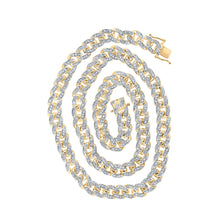  10k Yellow Gold Mens Round Diamond 20-inch Cuban Link Chain Necklace 3-7/8 Cttw