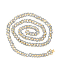  10k Yellow Gold Mens Round Diamond 24-inch Cuban Link Chain Necklace 4-3/4 Cttw