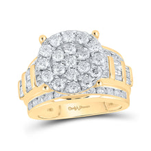  10k Yellow Gold Round Diamond Cluster Bridal Wedding Engagement Ring 3 Cttw