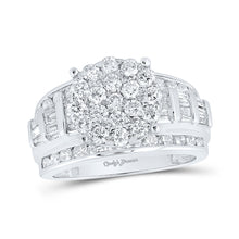  10k White Gold Round Diamond Cluster Bridal Wedding Engagement Ring 2 Cttw