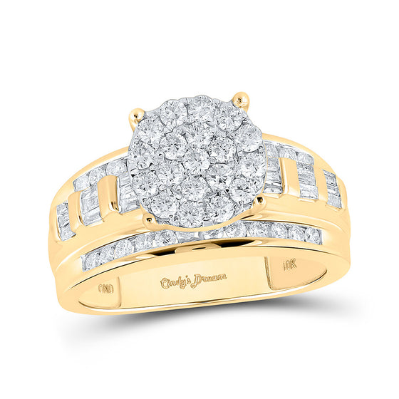 10k Yellow Gold Round Diamond Cluster Bridal Wedding Engagement Ring 1 Cttw