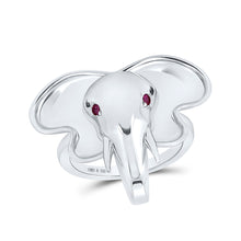  Sterling Silver Womens Round Ruby Elephant Animal Ring .03 Cttw
