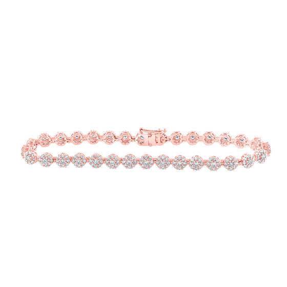 10k Rose Gold Womens Round Diamond Fashion Bracelet 2-7/8 Cttw