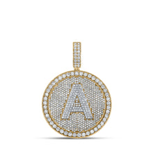  10k Two-tone Gold Mens Round Diamond A Circle Letter Charm Pendant 3-3/4 Cttw