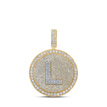  10k Two-tone Gold Mens Round Diamond L Circle Letter Charm Pendant 4 Cttw