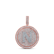  10k Two-tone Gold Mens Round Diamond N Initial Letter Charm Pendant 3-7/8 Cttw