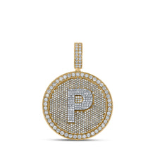  10k Two-tone Gold Mens Round Diamond Letter P Circle Charm Pendant 4 Cttw
