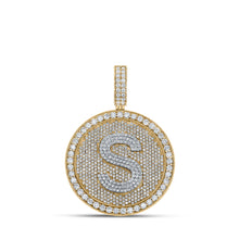  10k Two-tone Gold Mens Round Diamond Letter S Circle Charm Pendant 3-3/4 Cttw
