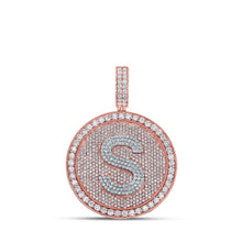  10k Two-tone Gold Mens Round Diamond S Initial Letter Charm Pendant 3-3/4 Cttw