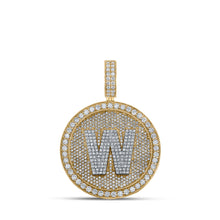  10k Two-tone Gold Mens Round Diamond W Initial Letter Charm Pendant 3-5/8 Cttw