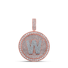  10k Two-tone Gold Mens Round Diamond W Initial Letter Charm Pendant 3-5/8 Cttw