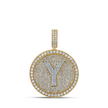  10k Two-tone Gold Mens Round Diamond Y Initial Letter Charm Pendant 3-7/8 Cttw
