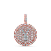  10k Two-tone Gold Mens Round Diamond Y Initial Letter Charm Pendant 3-7/8 Cttw