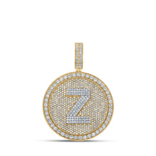  10k Two-tone Gold Mens Round Diamond Z Initial Letter Charm Pendant 3-3/4 Cttw