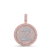  10k Two-tone Gold Mens Round Diamond Z Initial Letter Charm Pendant 3-3/4 Cttw