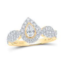  14k Yellow Gold Pear Diamond Halo Bridal Wedding Engagement Ring 1 Cttw