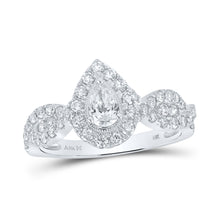  14k White Gold Pear Diamond Halo Bridal Wedding Engagement Ring 1 Cttw