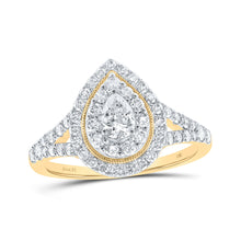  14k Yellow Gold Pear Diamond Halo Bridal Wedding Engagement Ring 1 Cttw