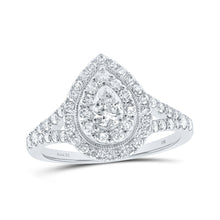  14k White Gold Pear Diamond Halo Bridal Wedding Engagement Ring 1 Cttw