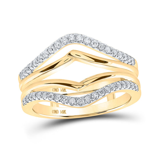 14k Yellow Gold Womens Round Diamond Wrap Enhancer Wedding Band 1/3 Cttw