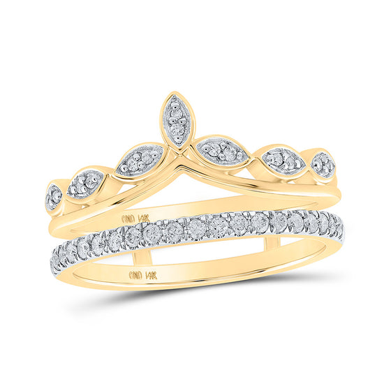 14k Yellow Gold Womens Round Diamond Wrap Enhancer Wedding Band 1/4 Cttw