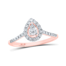 10k Rose Gold Womens Round Diamond Teardrop Fashion Ring 1/3 Cttw