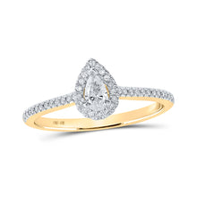  10k Yellow Gold Pear Diamond Halo Bridal Wedding Engagement Ring 1/3 Cttw
